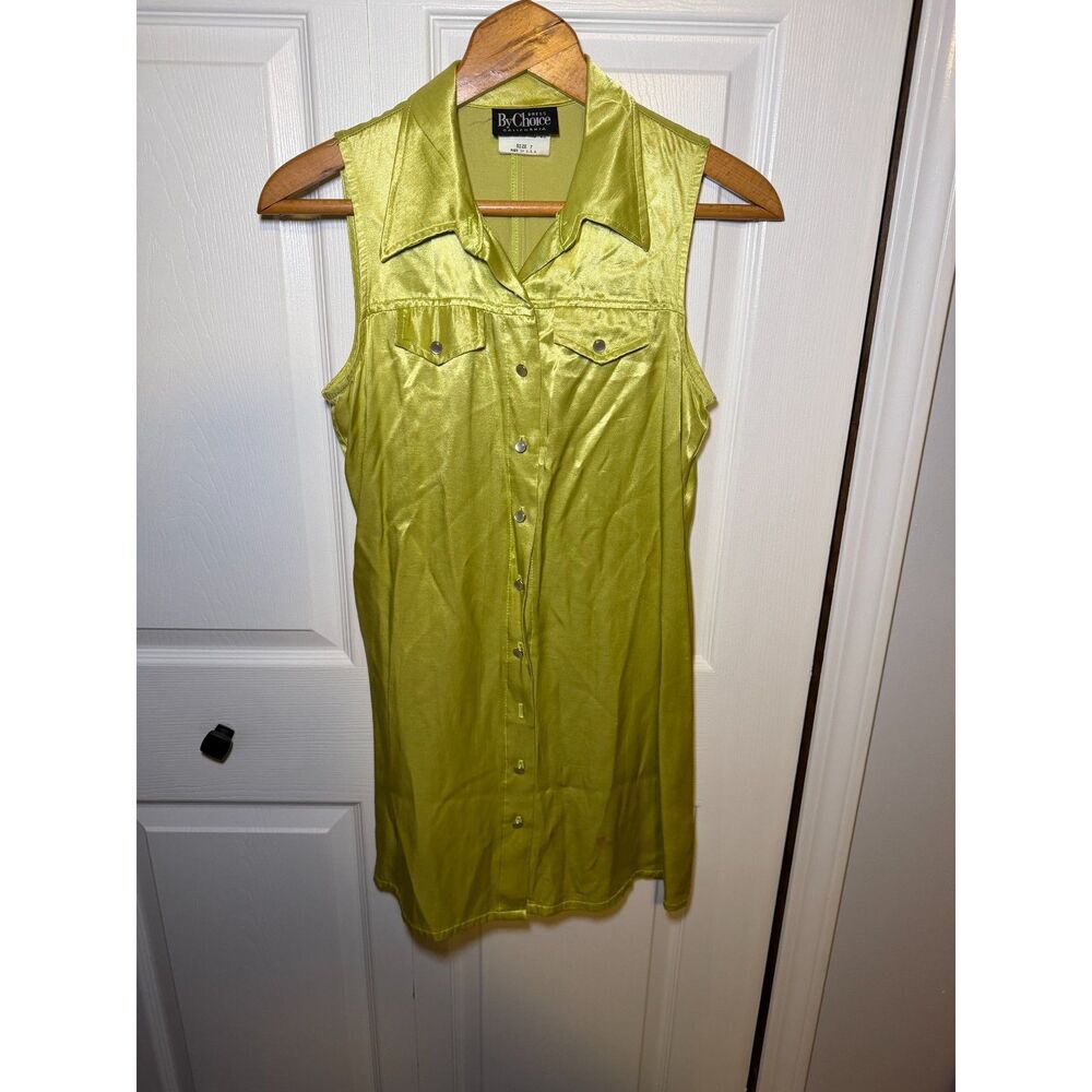 Vintage Dress ByChoice California Satin Sleeveless Snap Blouse Size 7 USA